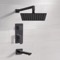 Matte Black Tub and Shower Faucet Set With Rain Shower Head